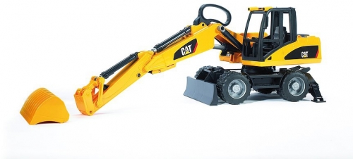 Jucarie Excavator pe roti CAT Bruder 