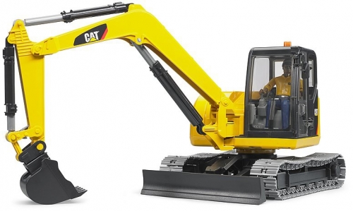 Set de joaca Mini Excavator CAT cu muncitor Bruder