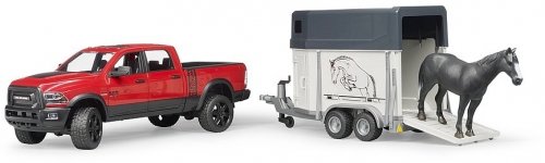 Set de joaca Masina de teren RAM 2500 cu remorca si cal Bruder