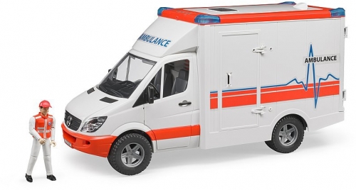 Jucarie Sprinter ambulanta Mercedes Benz cu sofer si sirena Bruder