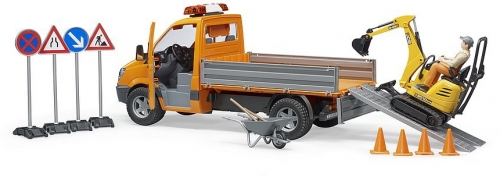 Jucarie Sprinter municipal Mercedes Benz cu muncitor, sirena si accesorii Bruder 