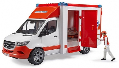 Bruder - Ambulanta Mercedes Benz Cu Sofer Si Sirena