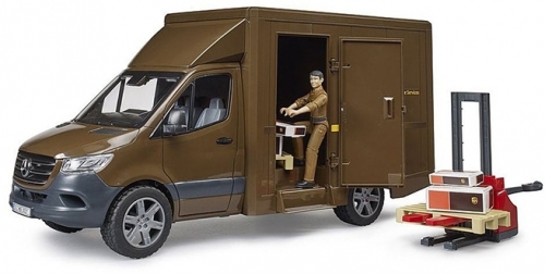 Bruder - Masina Ups Mercedes Benz Cu Sofer Si Accesorii