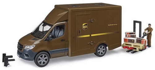 Bruder - Masina Ups Mercedes Benz Cu Sofer Si Accesorii