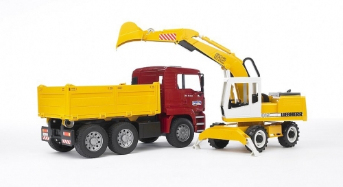 Set de joaca Camion MAN TGA si Excavator Liebherr Bruder
