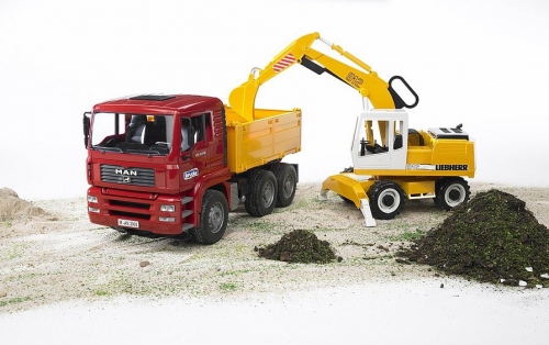 Set de joaca Camion MAN TGA si Excavator Liebherr Bruder