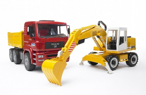 Set de joaca Camion MAN TGA si Excavator Liebherr Bruder