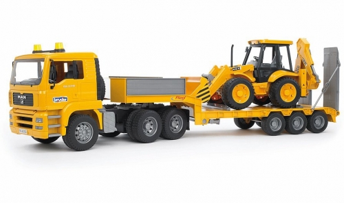 Set de joaca Camion incarcare MAN TGA si buldoexcavator JCB 4CX Bruder