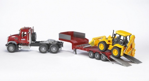 Jucarie Camion incarcare Mack Granite si buldoexcavator JCB 4CX Bruder