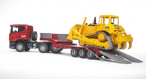 Set de joaca Camion incarcare Scania R-Series si buldozer CAT Bruder
