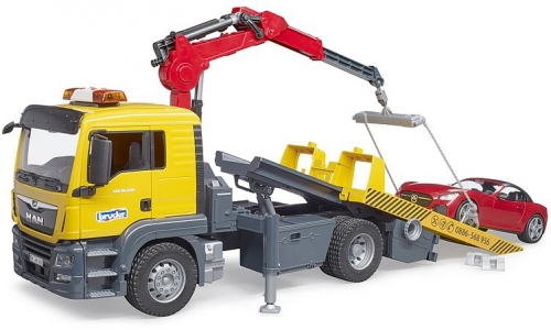 Set de joaca Masina tractare MAN TGS cu masina Roadster cu lumini si sunete Bruder