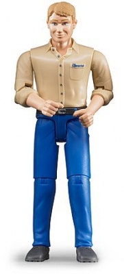 Jucarie Figurina barbat cu pantaloni albastri Bruder 