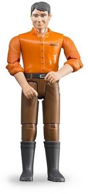 Jucarie Figurina barbat cu pantaloni maro Bruder 