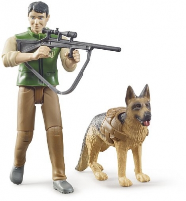 Jucarie Figurina padurar cu caine si echipament Bruder