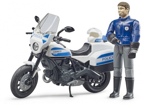 Set de joaca Motocicleta de politie Scrambler Ducati si politist Bruder 