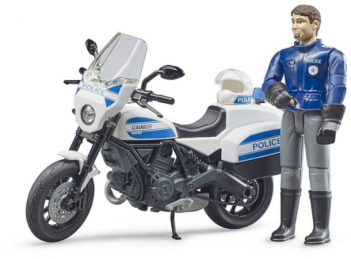 Set de joaca Motocicleta de politie Scrambler Ducati si politist Bruder