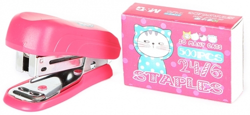 Mini capsator 24/6, diverse culori, include o cutie de capse, So many cats M&G