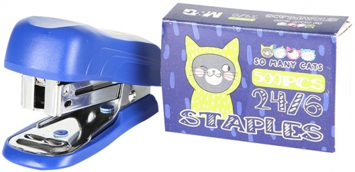 Mini capsator 24/6, diverse culori, include o cutie de capse, So many cats M&G