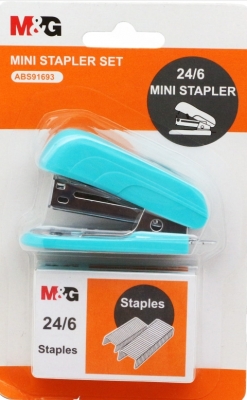 Set mini capsator colorat 24/6 diverse culori si 500 de capse M&G