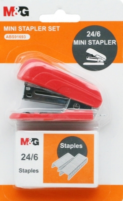 Set mini capsator colorat 24/6 diverse culori si 500 de capse M&G