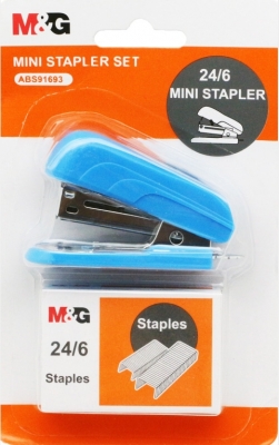 Set mini capsator colorat 24/6 diverse culori si 500 de capse M&G