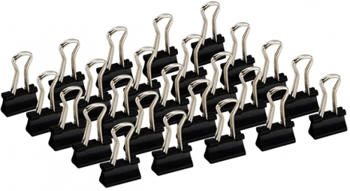 Clips negru, 19mm, 40 bucati/cutie, cutie din PP, M&G