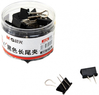 Clips negru, 19mm, 40 bucati/cutie, cutie din PP, M&G