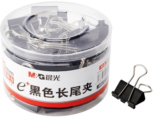 Clips negru, 15 mm, 60 clips-uri/cutie, cutia din PP, M&G