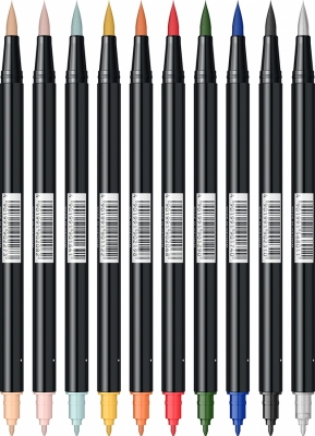 Marker caligrafic 2 in 1, ABT Dual Brush Pen, Manga Shonen, 10 culori/set Tombow