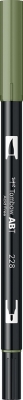 Marker caligrafic 2 in 1, ABT Dual Brush Pen, gray green Tombow