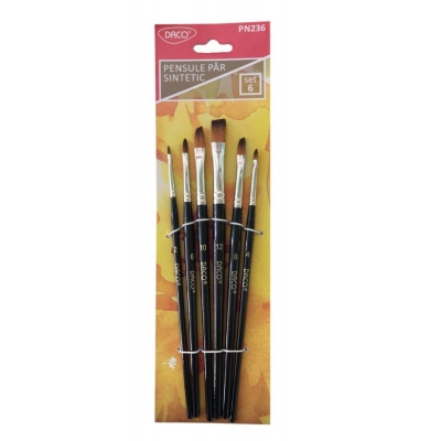 Pensula par sintetic oblic, 6 buc/set Daco