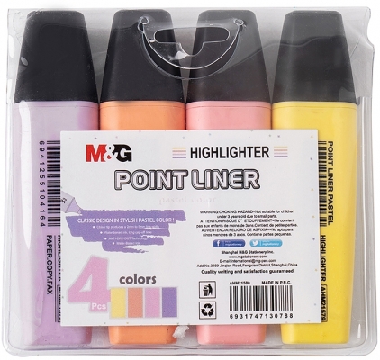 Evidentiator pastel, 4 culori/set, M&G