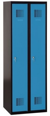 Dulap sudat pentru vestiar Patrick, 2 compartimente, incuietoare cilindrica, negru/albastru deschis