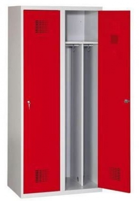 Dulap sudat de vestiar Drake usor, 2 compartimente, gri/rosu