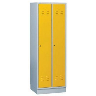 Dulap sudat pentru vestiar Daniel, 2 compartimente, incuietoare cilindrica, gri/galben