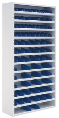 Raft metalic cu separatoare, 198 x 100 x 40 cm, 12 polite, gri