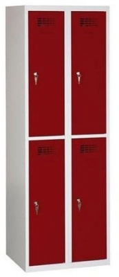 Dulap sudat pentru vestiar Rafael usor, 4 compartimente, incuietoare cilindrica, gri/rosu inchis