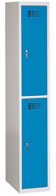 Dulap sudat pentru vestiar Charles usor, 2 compartimente, incuietoare cilindrica, gri/albastru deschis