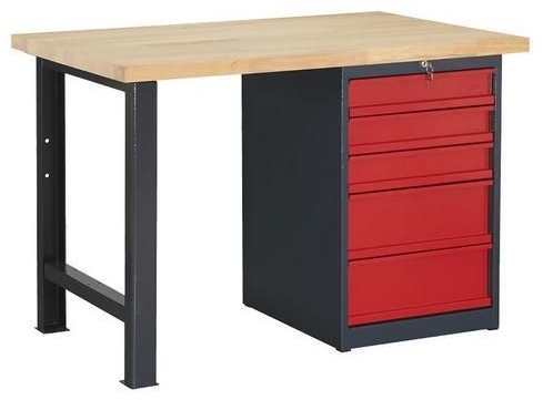 Masa de atelier Weld cu 5 sertare, 84 x 120 x 80 cm, antracit