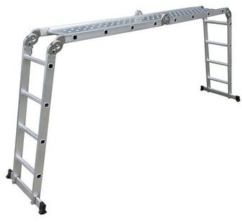 Scara din aluminiu articulata cu platforma, 4 x 4 trepte