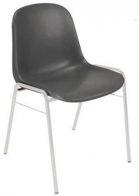 Scaun de sufragerie din plastic Manutan Shell, gri inchis