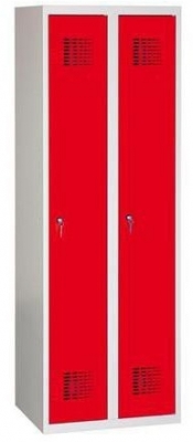 Dulap sudat pentru vestiar Raphael, 2 compartimente, incuietoare cilindrica, gri/rosu