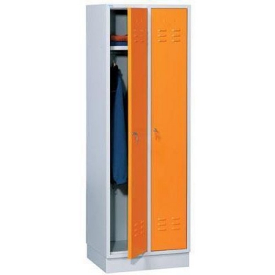 Dulap sudat pentru vestiar Daniel, 2 compartimente, incuietoare cilindrica, gri/portocaliu