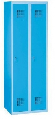 Dulap sudat pentru vestiar Raphael, 2 compartimente, incuietoare cilindrica, albastru deschis/albastru deschis