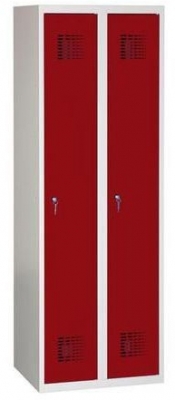 Dulap sudat pentru vestiar Raphael, 2 compartimente, incuietoare cilindrica, gri/rosu inchis