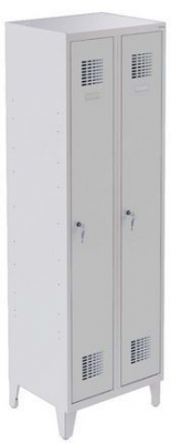 Dulap sudat pentru vestiar Raphael cu picioare, 2 compartimente, incuietoare cilindrica, gri/gri