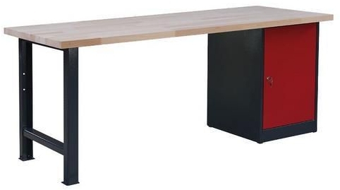 Masa de atelier Weld cu dulapior, 80 cm, 84 x 200 x 80 cm, gri