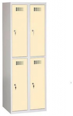 Dulap sudat pentru vestiar Charles usor, 4 compartimente, incuietoare cilindrica, gri/bej