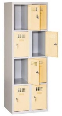 Dulap sudat pentru vestiar Eric usor, 8 compartimente, incuietoare cilindrica, gri/bej