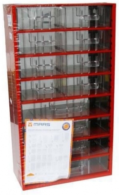 Organizator din metal, 12 sertare rosu